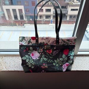 Calvin Klein Floral Tote Bag Black Multicolor Shoulder Bag